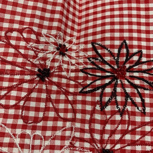 Drapers and Damons Womens Red Silk Flower Embroidered Gingham Shirt 14P Classic - Picture 9 of 9